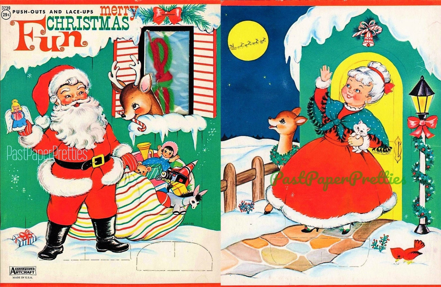 Vintage Merry Christmas Fun Push-Outs and Lace-Ups Ornaments Paper Dolls Printable PDF Instant Digital Download Retro 1960's Paper Crafts