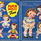 Vintage Paper Dolls Paper Dolly Fun c. 1944 Printable PDF Instant Digital Download Adorable Little Homemaker Girl and Her Dolls Clip Art