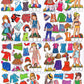 Vintage Paper Dolls 8 Pretty Girls and Their Clothes Collage Sheets c. 1980s Printable PDF Instant Digital Download Kitsch Clip Art Spain