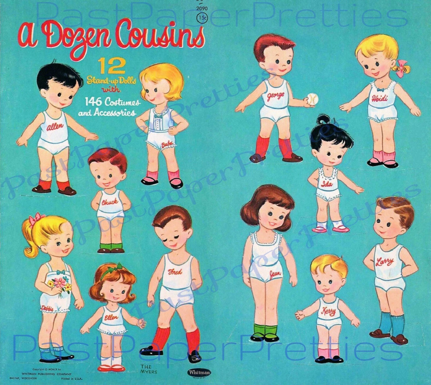 Vintage Paper Dolls A Dozen Cousins 12 Cute Stand Up Dolls circa 1960 Printable Instant Digital Download JPEG PDF