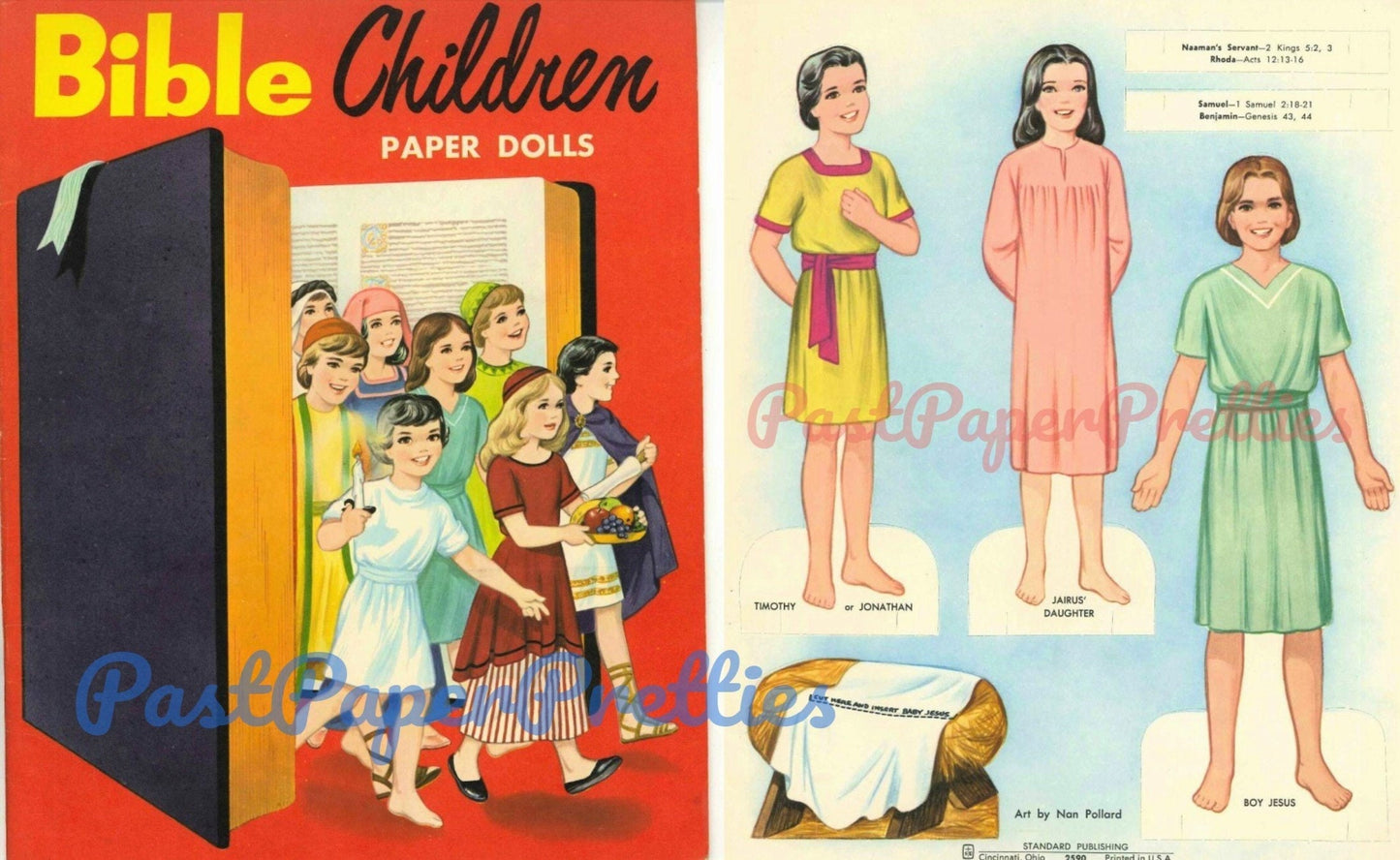 Vintage Paper Dolls Bible Children c. 1960s Printable PDF Instant Digital Download Famous Biblical Children & Outfits Religious Clip Art