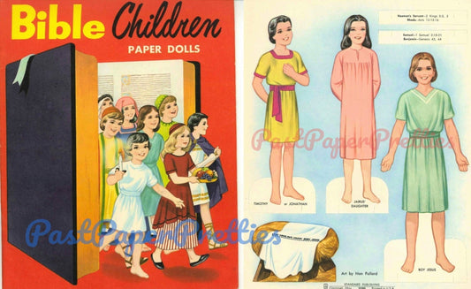 Vintage Paper Dolls Bible Children c. 1960s Printable PDF Instant Digital Download Famous Biblical Children & Outfits Religious Clip Art