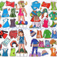 Vintage Paper Dolls 8 Pretty Girls and Their Clothes Collage Sheets c. 1980s Printable PDF Instant Digital Download Kitsch Clip Art Spain