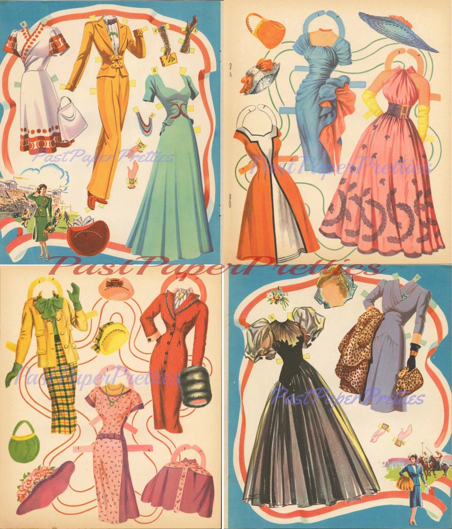 Vintage Paper Dolls The Well-Dressed Girl 1949 PDF Printable PDF Instant Digital Download 3 Beautiful Lady Dolls 1940s Fashions Clip Art