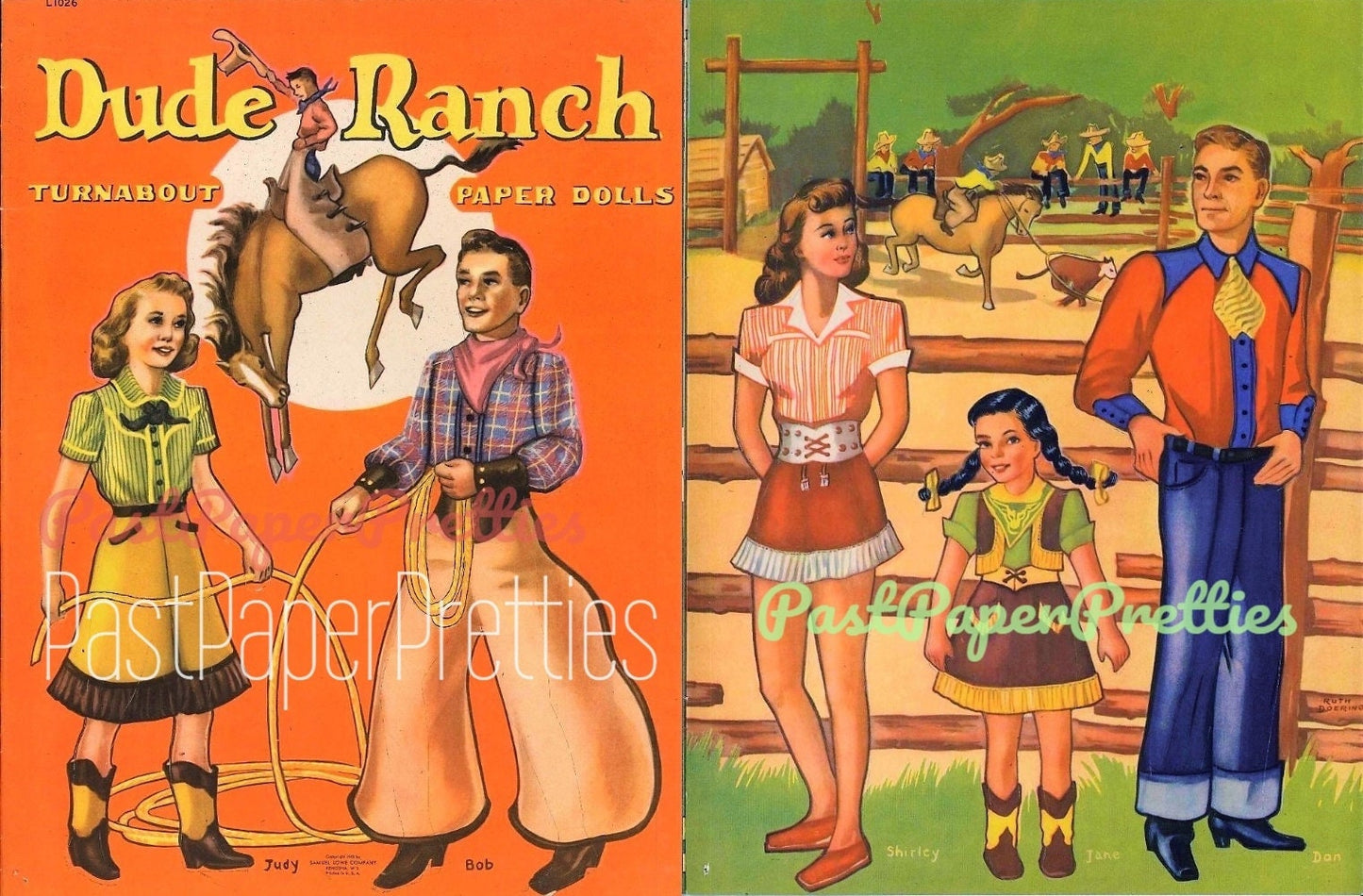 Vintage Paper Dolls Dude Ranch c. 1943 Printable PDF Instant Digital Download Cute Cowgirls Cowboys Western Dolls and Clothes Clip Art