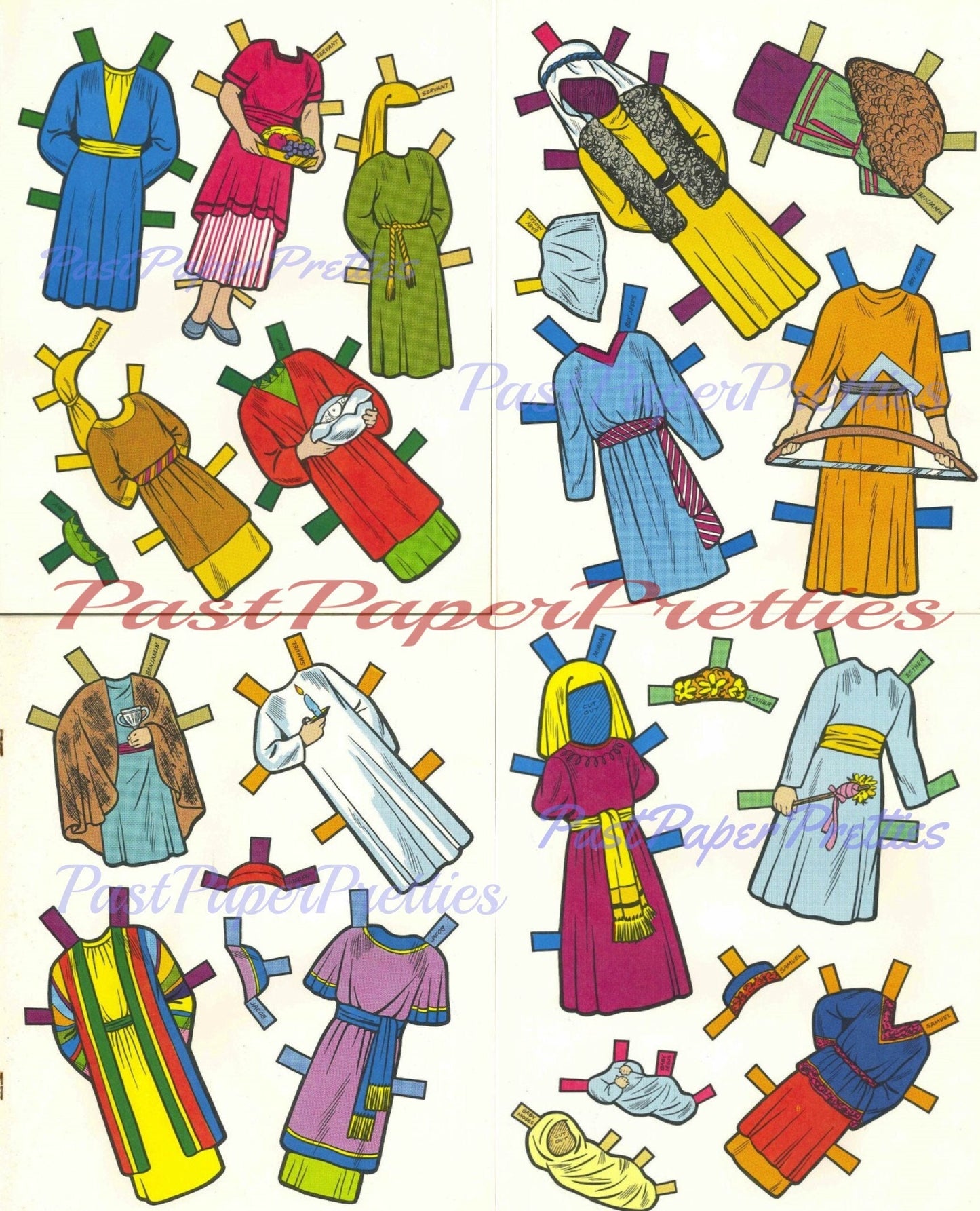 Vintage Paper Dolls Bible Children c. 1960s Printable PDF Instant Digital Download Famous Biblical Children & Outfits Religious Clip Art