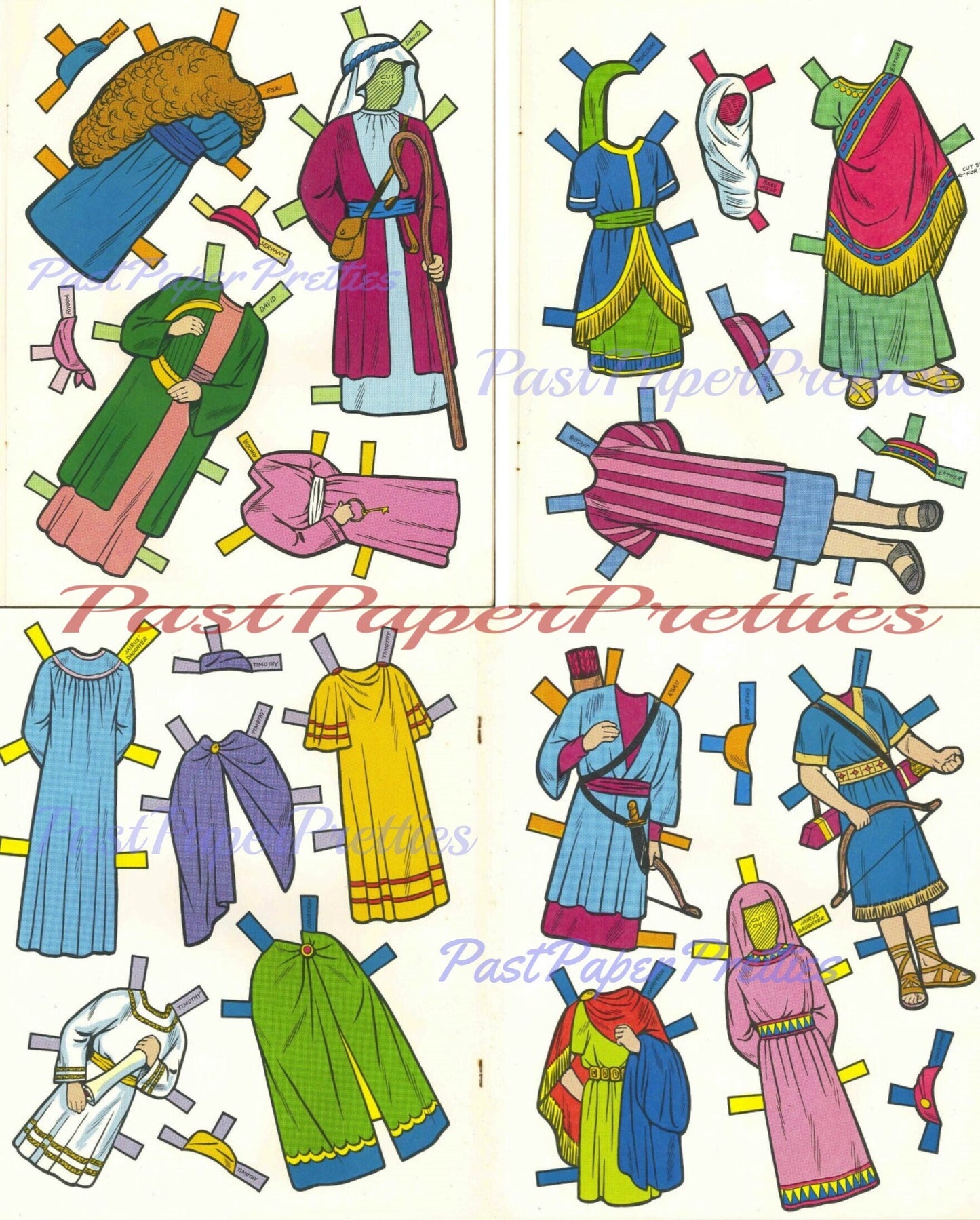 Vintage Paper Dolls Bible Children c. 1960s Printable PDF Instant Digital Download Famous Biblical Children & Outfits Religious Clip Art