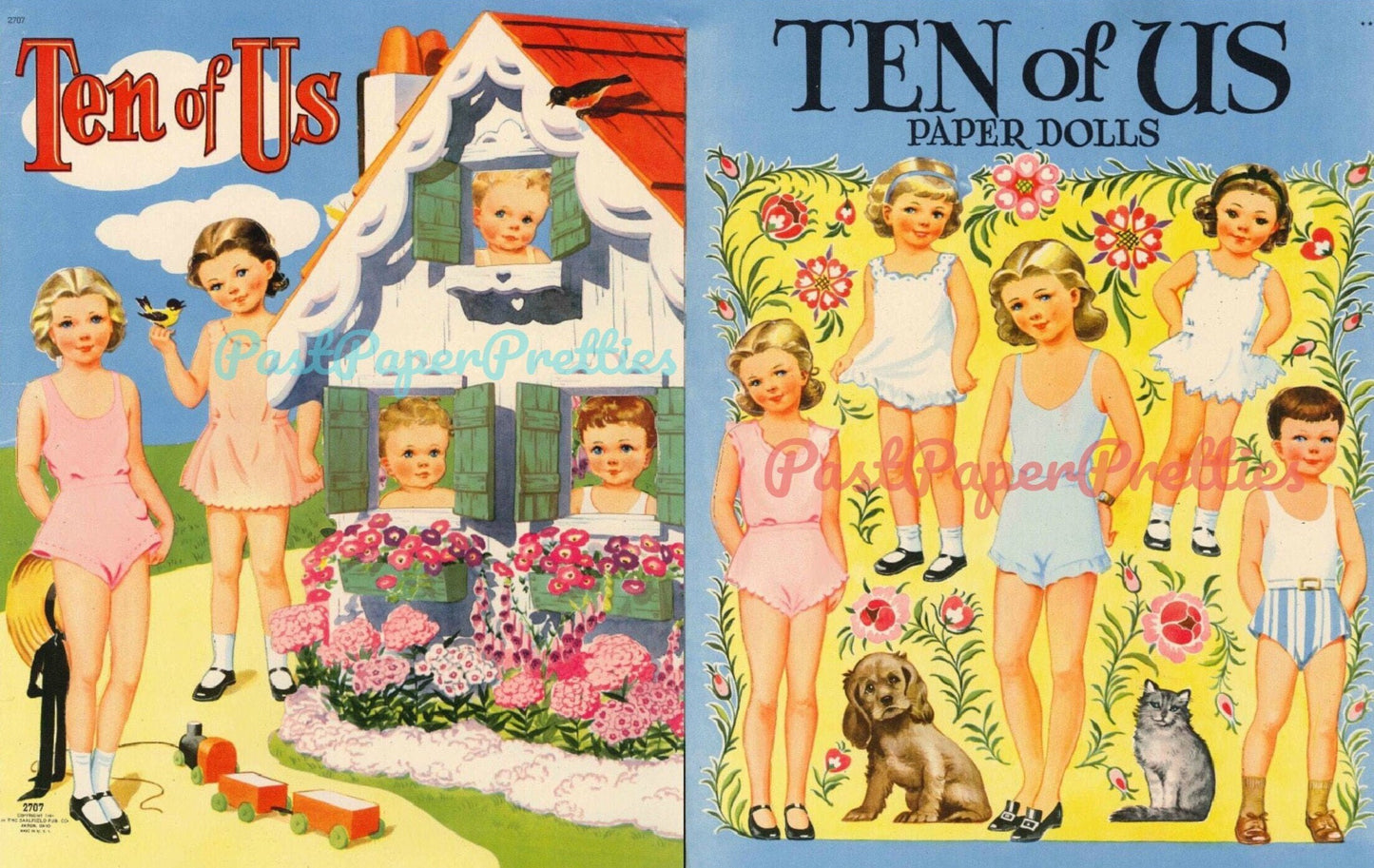 Vintage Paper Dolls Ten of Us 1944 PDF Printable Instant Digital Download 10 Cute Kitsch Girls Boys Siblings Family Dolls Clip Art