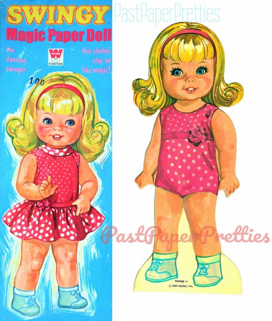 Vintage Swingy Paper Dolls Retro 1969 Printable PDF Instant Digital Download Cute Childhood Toy Doll Clip Art