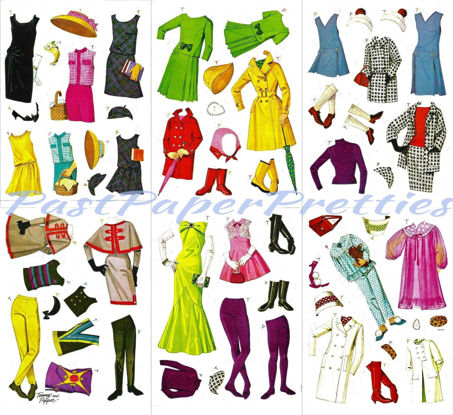 Vintage Paper Dolls Tammy and Pepper c. 1965 Printable PDF Instant Digital Download Big Little Sisters Childhood Toy Fashion Dolls Z1