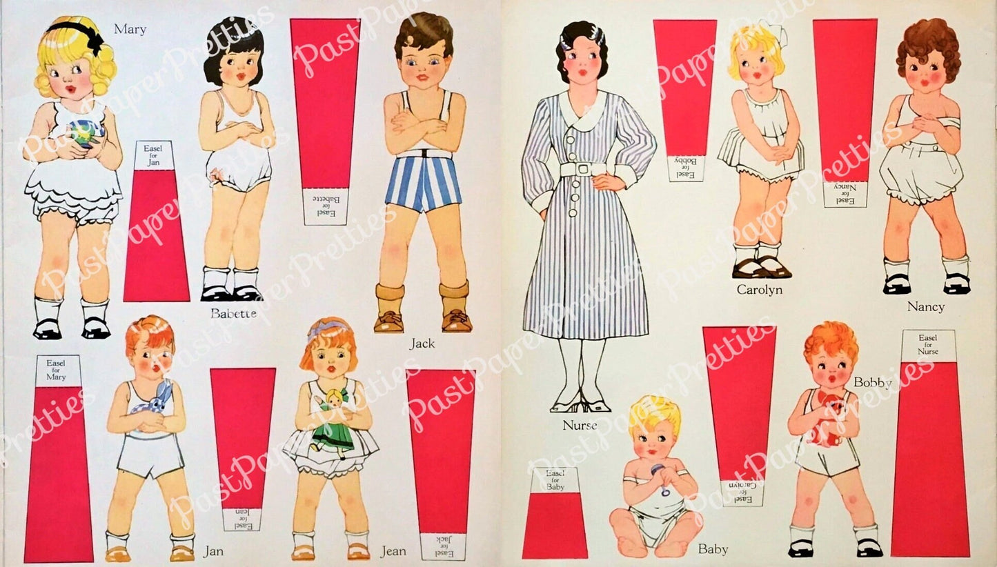 Vintage 10 Paper Dolls Children and Nurse c. 1930s Printable PDF Instant Digital Download Cute Girls Boys Antique Dolls Clip Art