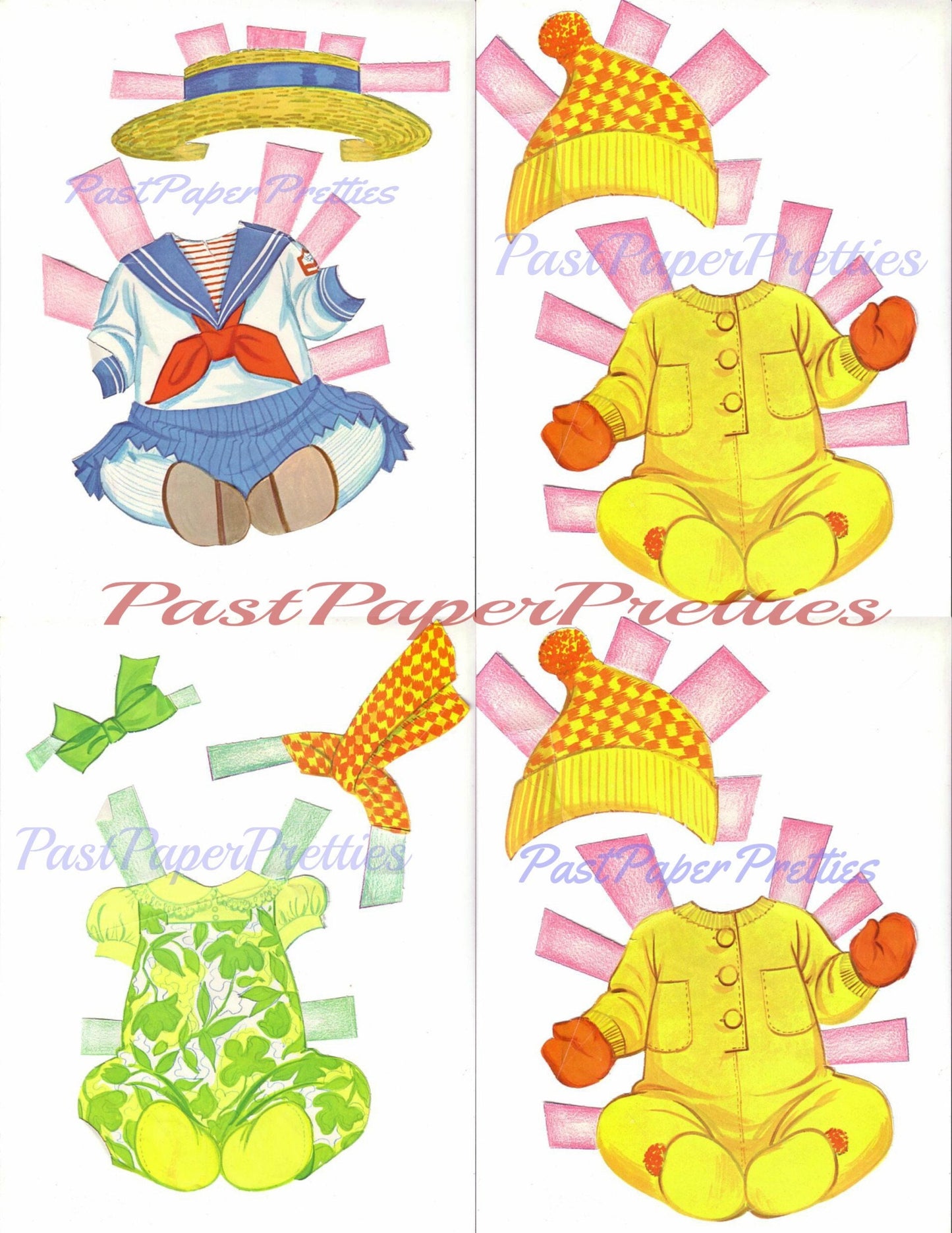 Vintage Paper Dolls Cheerful Tearful Baby Doll c. 1967 Printable PDF Instant Digital Download Cute Childhood Toy Doll Clip Art