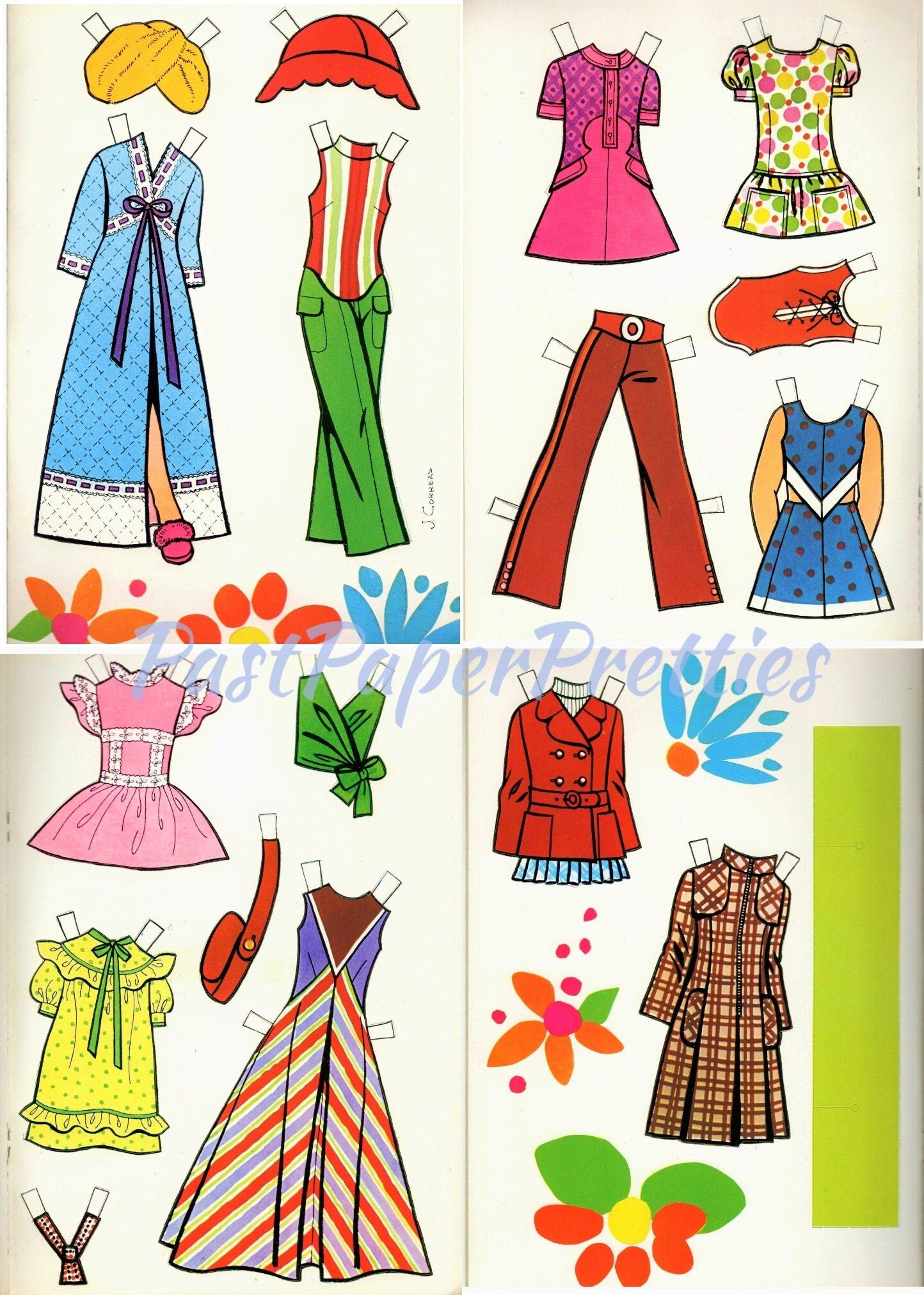 Vintage French Paper Dolls Charlotte et Julie c. 1970s Printable PDF Instant Digital Download Two Cute Kitsch Girls Friends Paris Clip Art