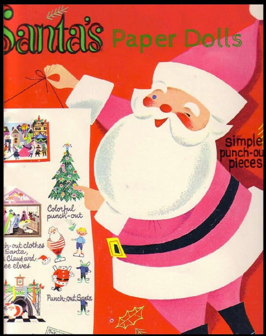 Vintage Paper Dolls Dress Up Santa Mrs Claus Elves Printable PDF Instant Digital Download Retro 1960's Christmas Cut Outs Clip Art