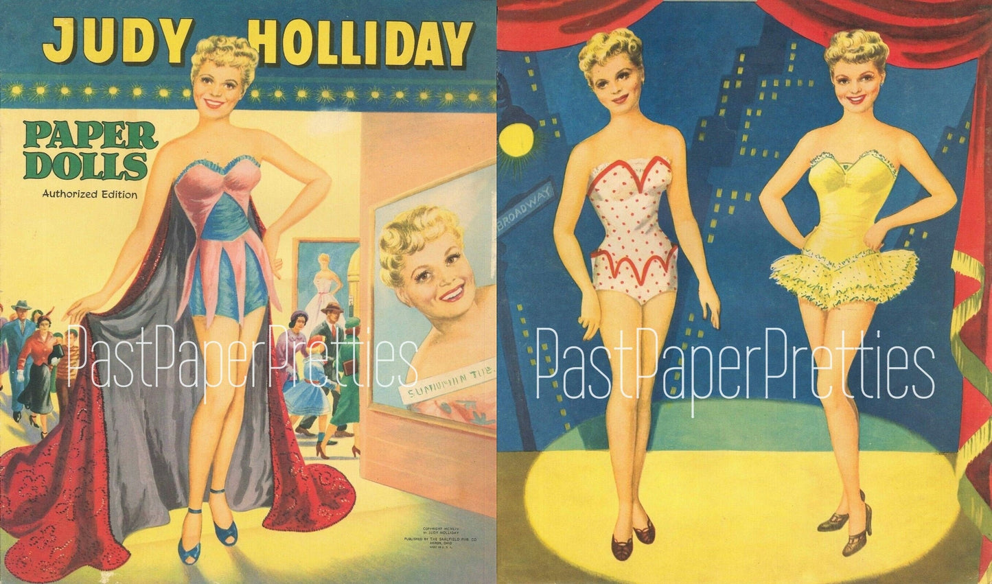 Vintage Paper Dolls Judy Holliday Movie Star c. 1954 Printable PDF Instant Digital Download Hollywood Actress Starlet Doll Clip Art