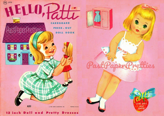 Vintage Paper Dolls Hello Patti Doll Book c. 1967 Printable PDF Instant Digital Download Cute Kitsch Little Sixties Girl Pretty Dresses