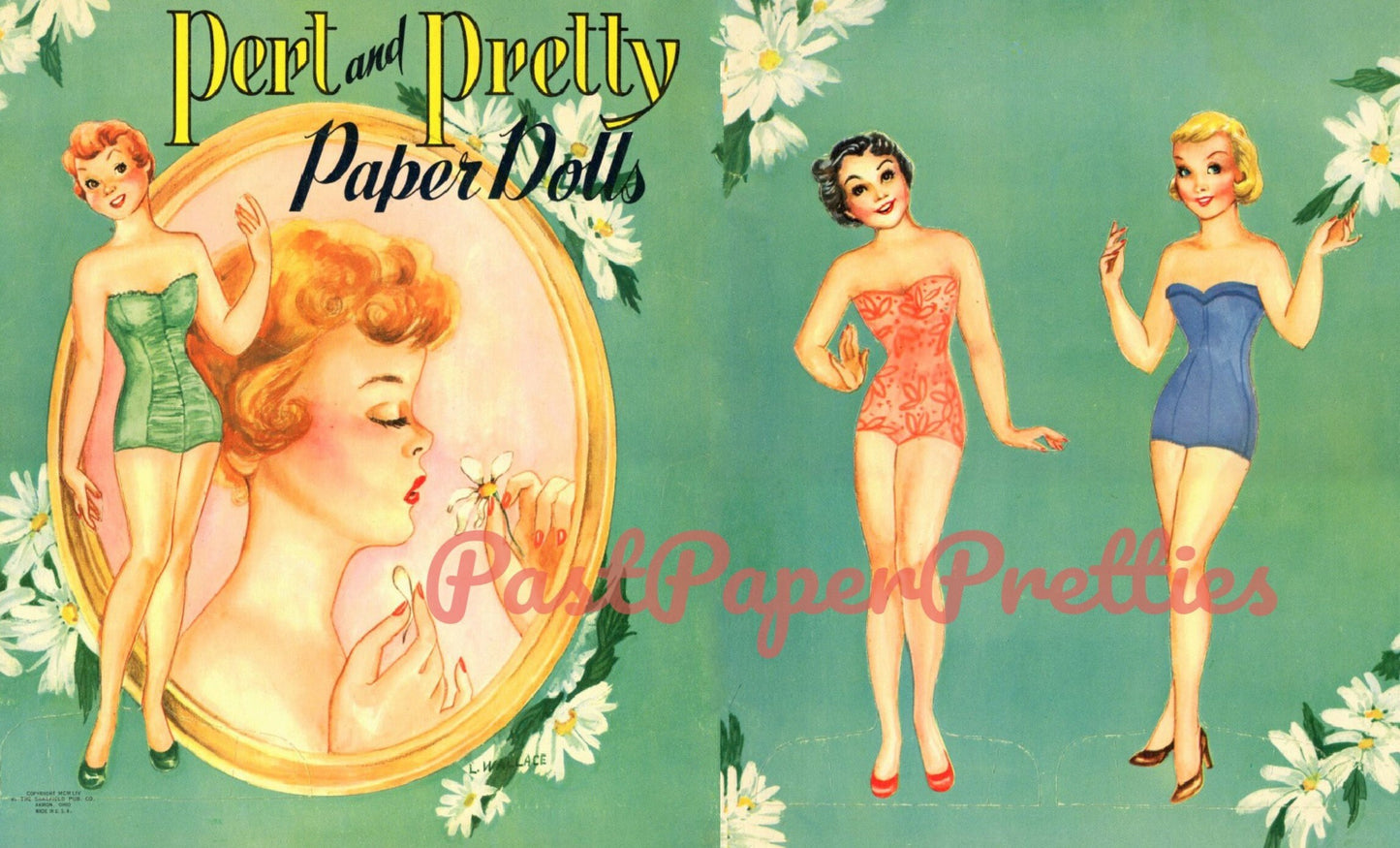 Vintage Paper Dolls Pert and Pretty c. 1954 Printable PDF Instant Digital Download 3 Pretty Ladies Clip Art