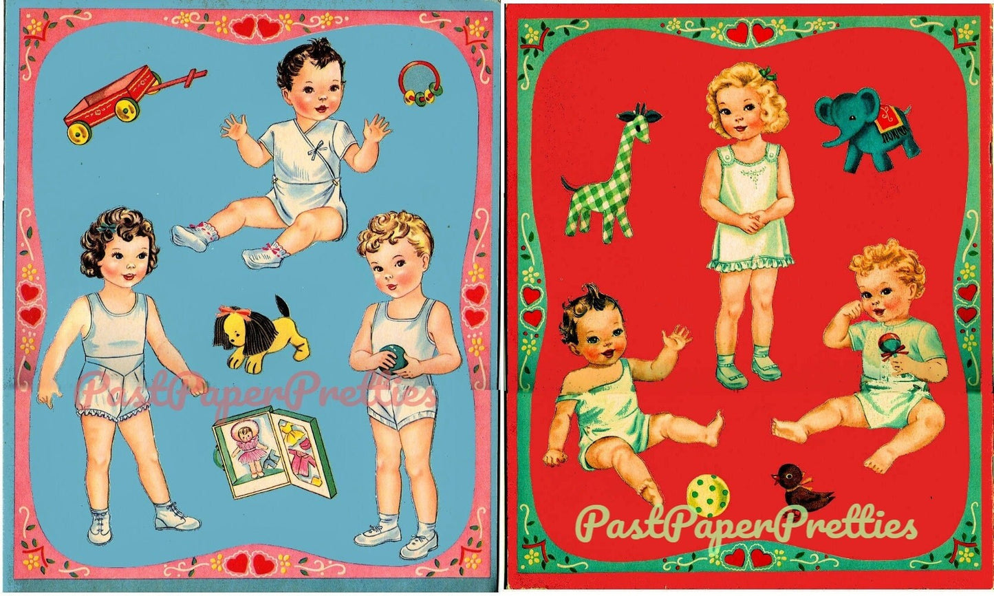 Vintage Paper Dolls Baby Cut-Out Dolls circa 1949 Printable PDF Instant Digital Download Cute Toddler Babies Clip Art