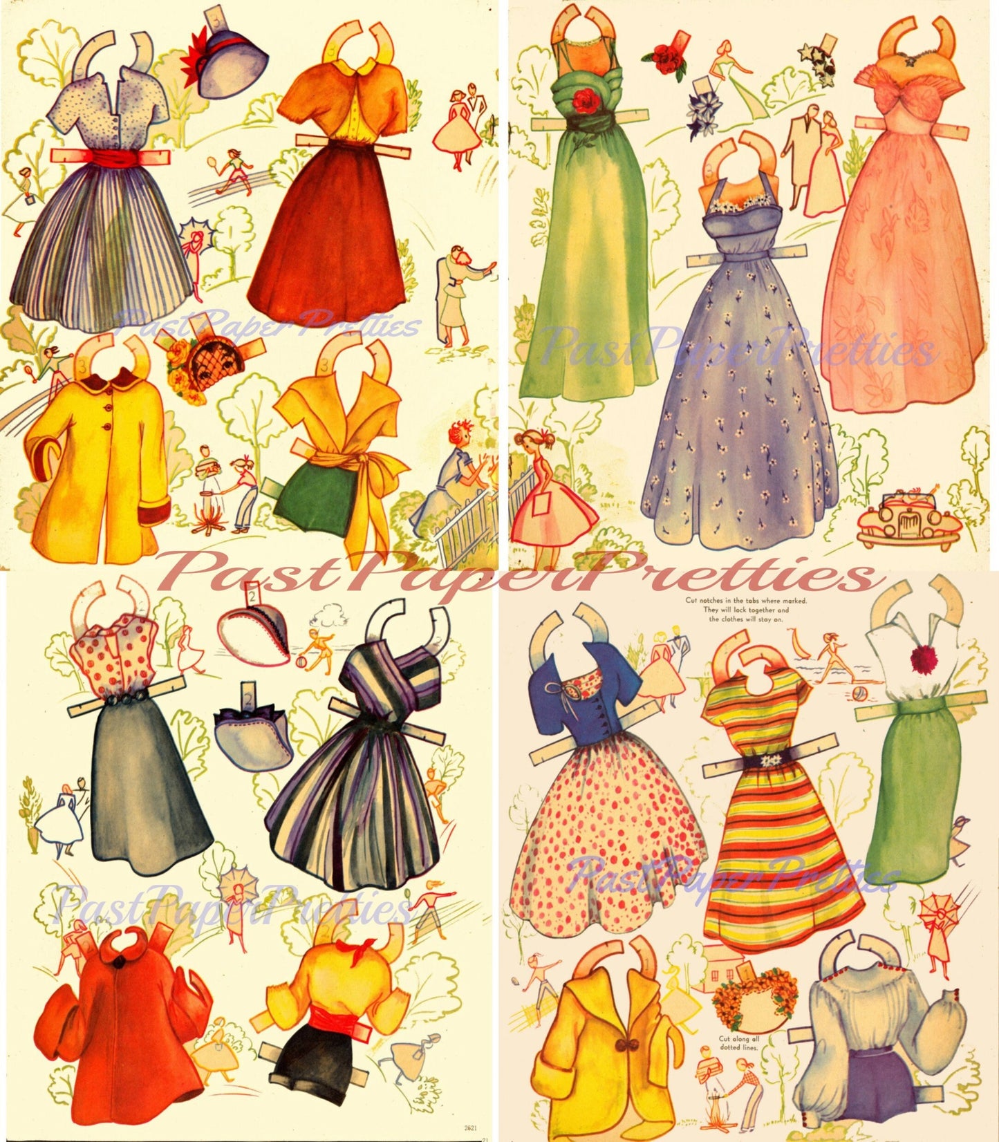 Vintage Paper Dolls Pert and Pretty c. 1954 Printable PDF Instant Digital Download 3 Pretty Ladies Clip Art