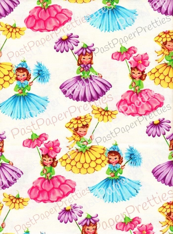 Vintage Printable Gift Wrap Kitsch Parasol Flower Girls Image Instant Digital Download Pretty Petal Blossom Ladies Kawaii Wrapping Paper