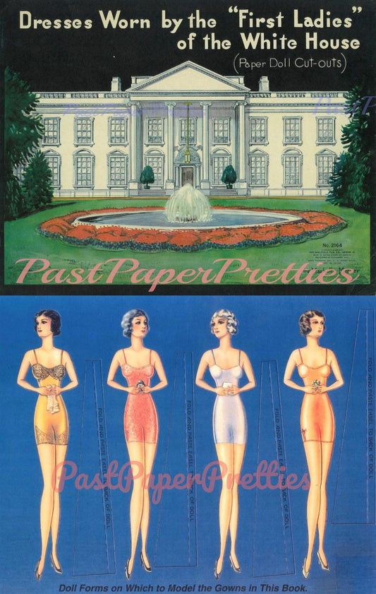 Vintage Paper Dolls Dresses Worn by the First Ladies of the White House c. 1938 Printable PDF Instant Digital Download Presidential Wives