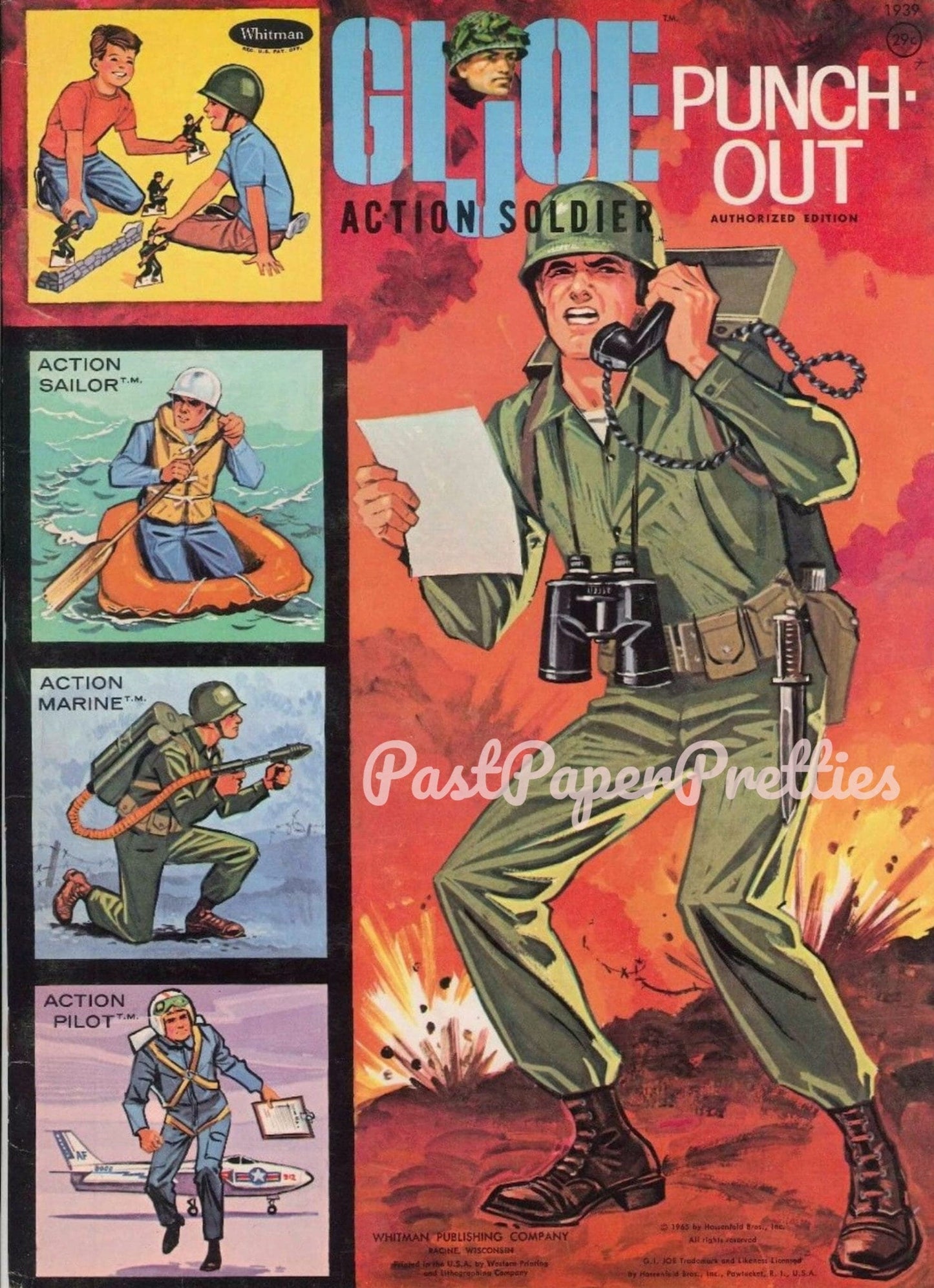 Vintage Paper Dolls GI Joe Action Figure Soldier Punch Outs c. 1964 PDF Printable Instant Digital Download American Toy Soldiers Playset