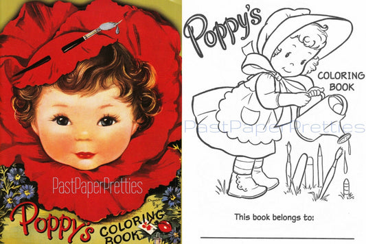 Vintage Printable Poppy's Coloring Book Pages c. 1952 PDF Instant Digital Download Cute Mid Century Kitsch Boys Girls Children 22 Pgs A3