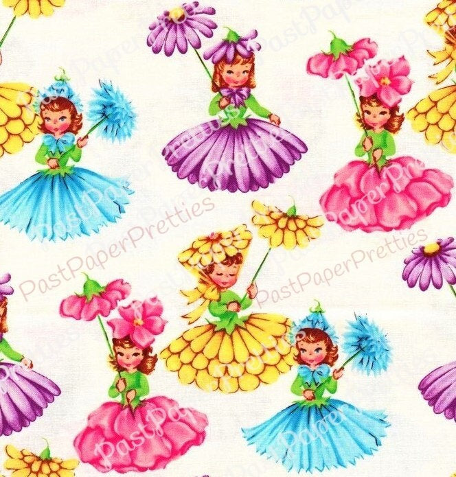 Vintage Printable Gift Wrap Kitsch Parasol Flower Girls Image Instant Digital Download Pretty Petal Blossom Ladies Kawaii Wrapping Paper