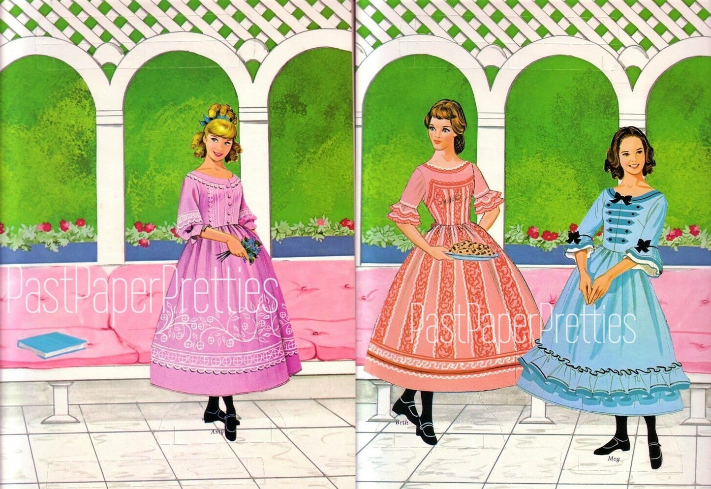 Vintage Paper Dolls Little Women Meg Amy Jo Beth Laurie c. 1960s Printable PDF Instant Digital Download Pretty Sisters Clip Art