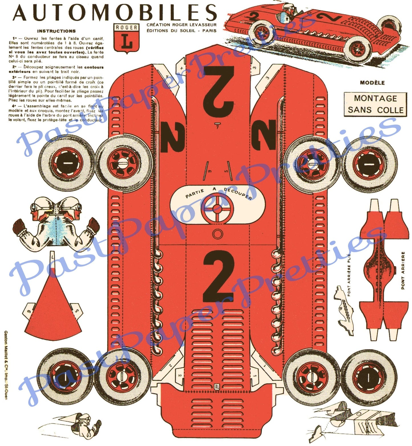 Vintage Paper Racing Cars Printable Papercraft Toy Models PDF Instant Digital Download Antique 3D Automobiles DIY 4 Designs