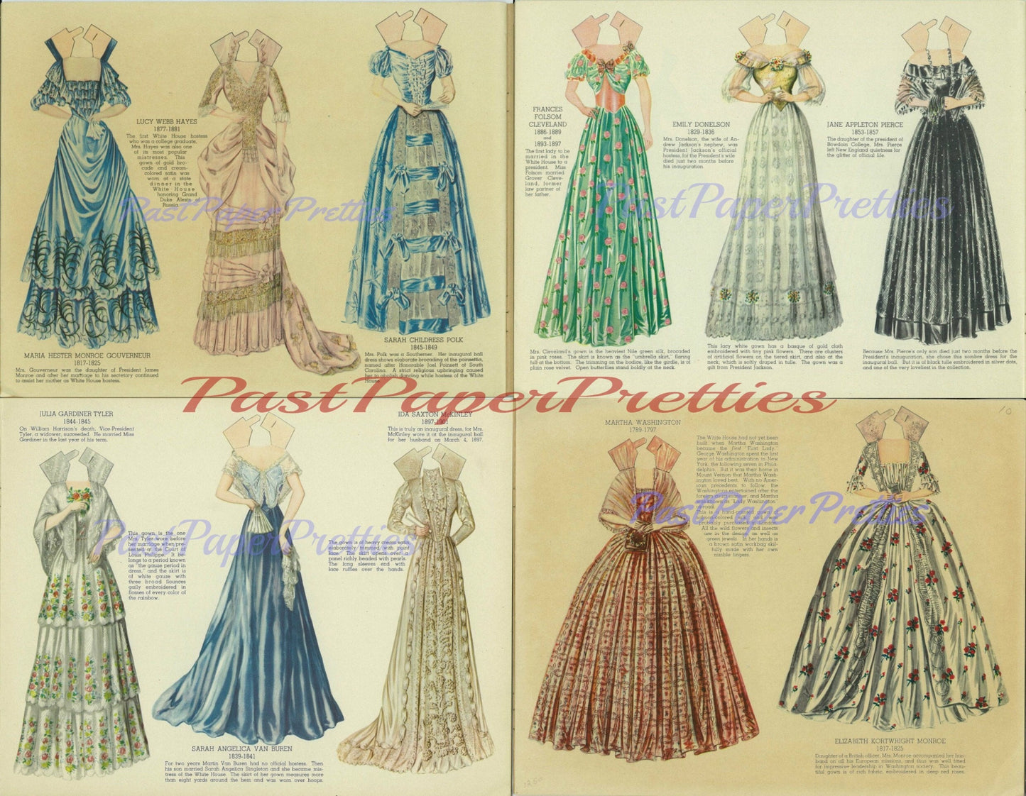 Vintage Paper Dolls Dresses Worn by the First Ladies of the White House c. 1938 Printable PDF Instant Digital Download Presidential Wives