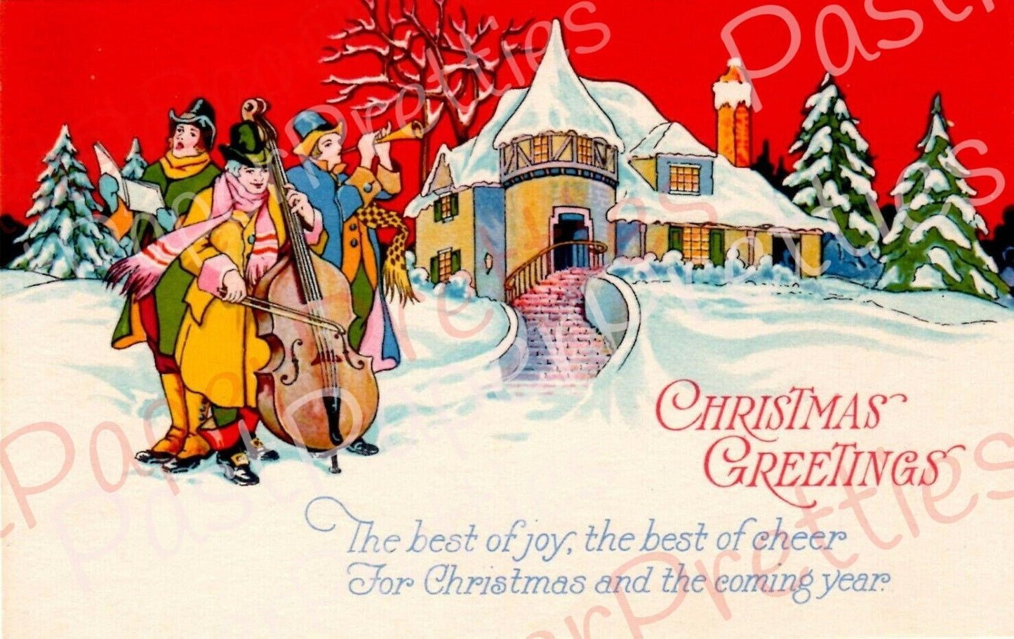 Vintage Printable Victorian Christmas Card Art Deco Postcard Images Set of 9 c. 1910s PDF Instant Digital Download JPEGS 300 dpi