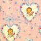 Vintage Printable Gift Wrap Kitsch Baby Girl in Flower Hearts Image Instant Digital Download Cute New Baby Shower Wrapping Paper