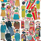 Vintage Printable Japanese Paper Dolls Cute Children Families Collage Sheets Kawaii Paper Toys PDF Instant Digital Download 8 Sheets