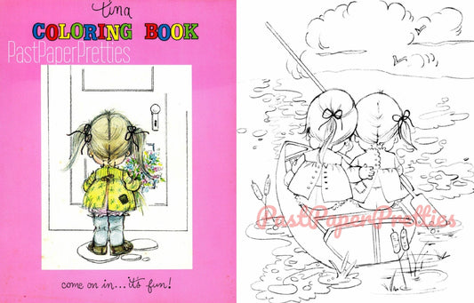 Vintage Printable Coloring Book TINA Adorable Little Girls Best Friends Sisters 1970s PDF Instant Digital Download Kitsch Kids 33 Pages