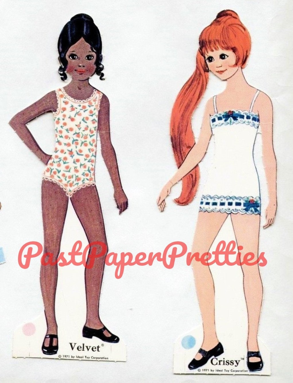 Vintage Paper Dolls Crissy and Velvet 1971 Printable PDF Instant Digital Download Pretty Childhood Toy Fashion Doll Clip Art Z1