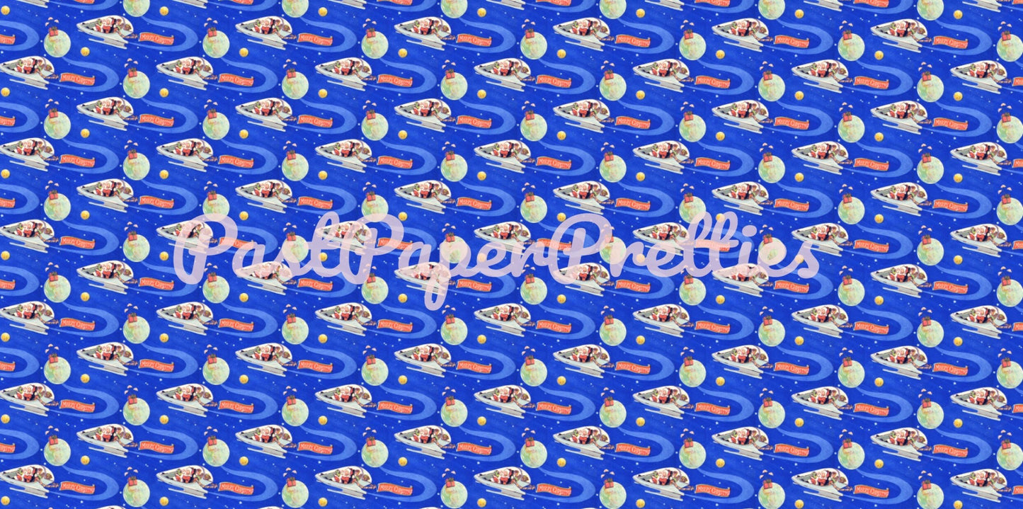 Vintage Printable Christmas Gift Wrap Spacenik Santa Claus Rocket Ship Space Atomic Age Instant Digital Download Kitsch MCM Wrapping Paper