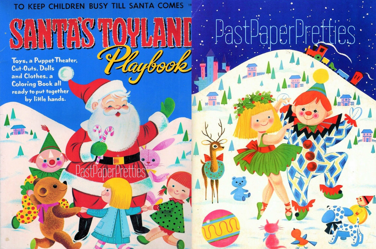 Vintage Printable Paper Dolls Santas Toyland Playbook Activity Book c. 1962 PDF Instant Digital Download Retro Christmas Paper Crafts