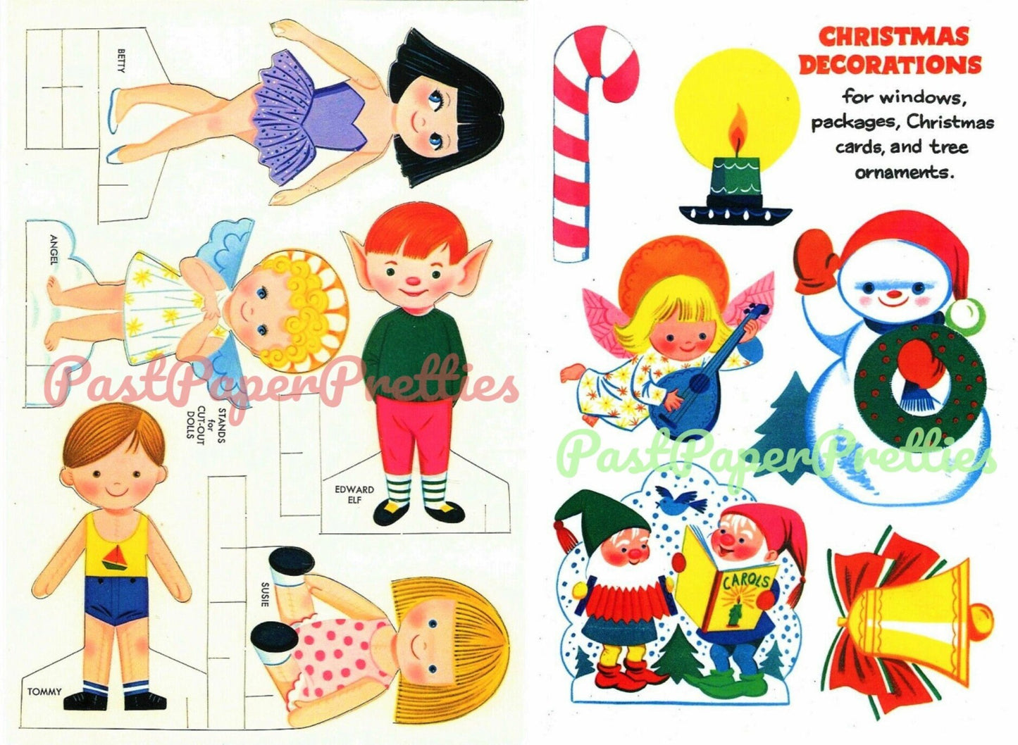 Vintage Printable Paper Dolls Santas Toyland Playbook Activity Book c. 1962 PDF Instant Digital Download Retro Christmas Paper Crafts