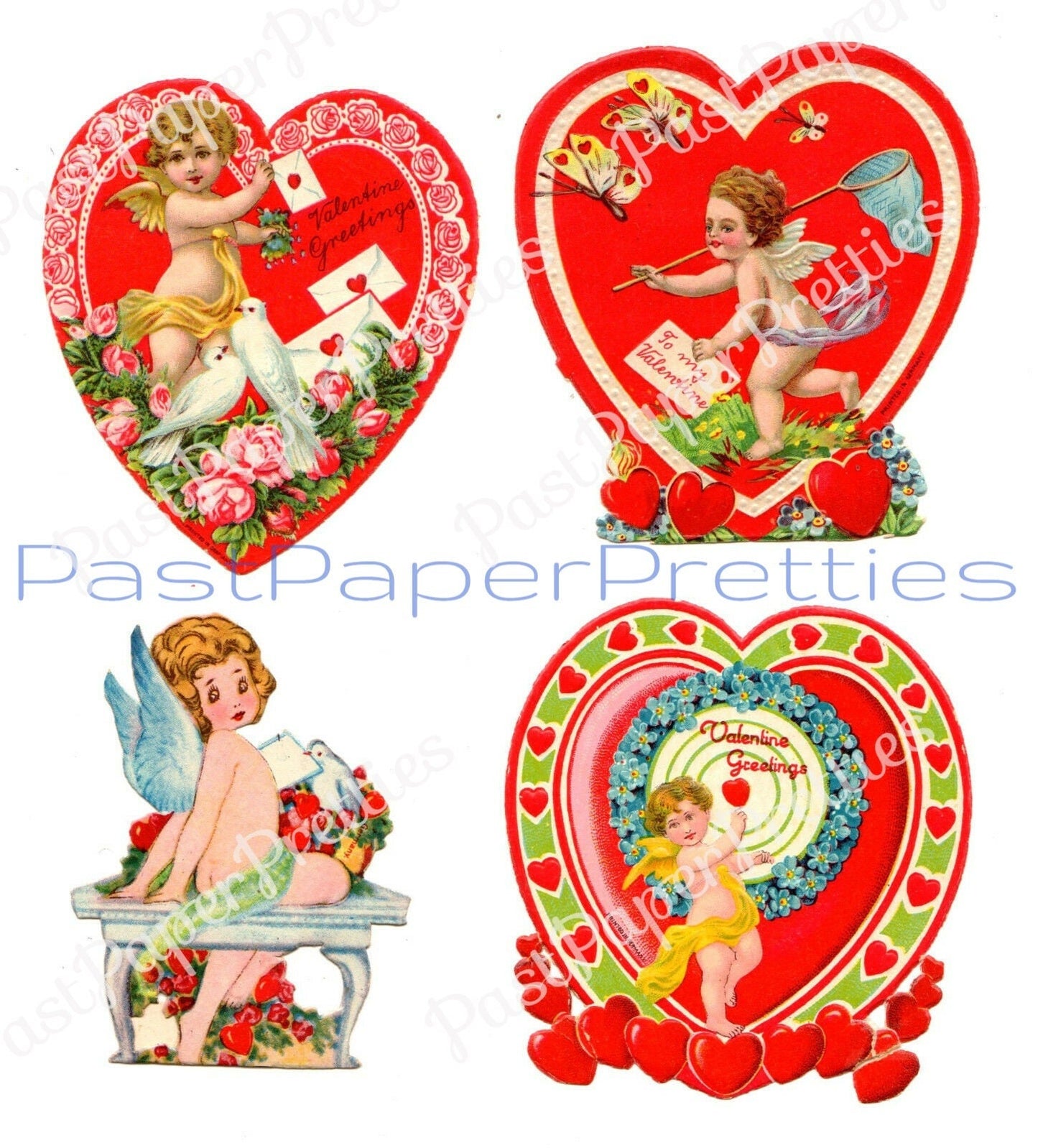 Vintage Printable Valentines Day Cards Victorian Cupids Baby Angels Collage Sheets PDF Instant Digital Download Cute Darling Valentines