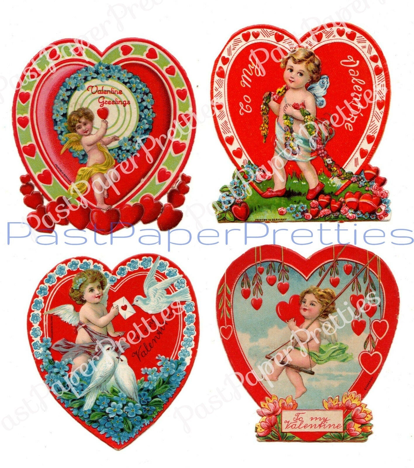 Vintage Printable Valentines Day Cards Victorian Cupids Baby Angels Collage Sheets PDF Instant Digital Download Cute Darling Valentines