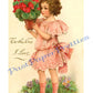 Vintage Pretty Victorian Valentine Girls Flowers Postcard Images Printable Instant Digital Download Lovely Little Edwardian Ladies Clip Art