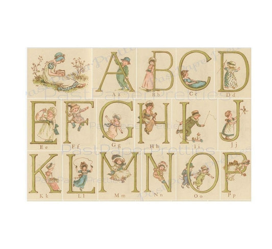 Vintage Antique Printable Victorian Children ABCs Alphabet Letters Flash Cards c. 1890 PDF Instant Digital Download