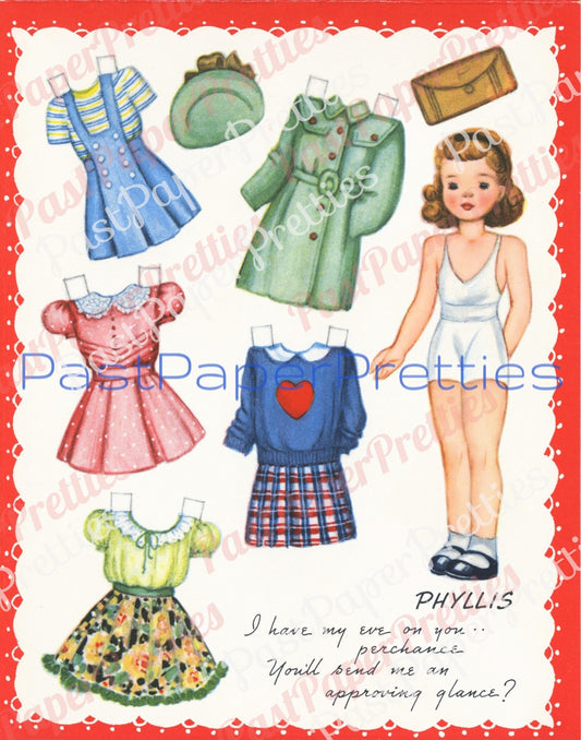 Vintage Printable Valentines Day Card Cute Cut Out Paper Dolls Book Phyllis Judy Dick Bruce 1957 PDF Instant Digital Download Girls Boys