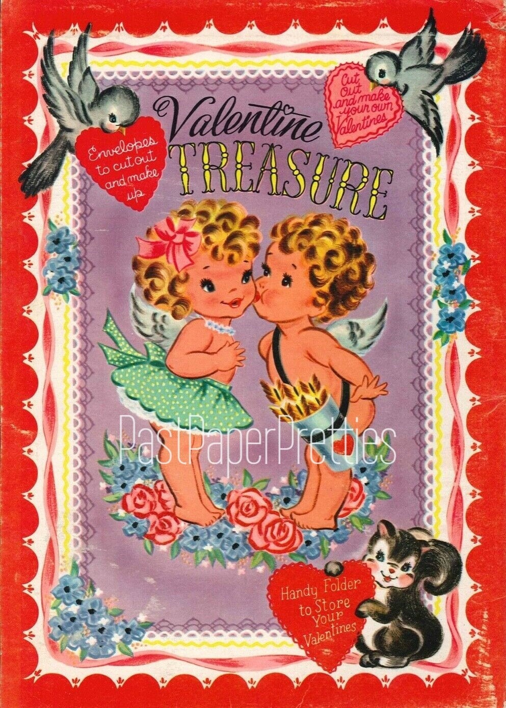 44 Vintage Printable Valentine Treasure Cards Cute Kitsch Girls Boys Animals Collage Sheets c. 1947 PDF Instant Digital Download Valentines