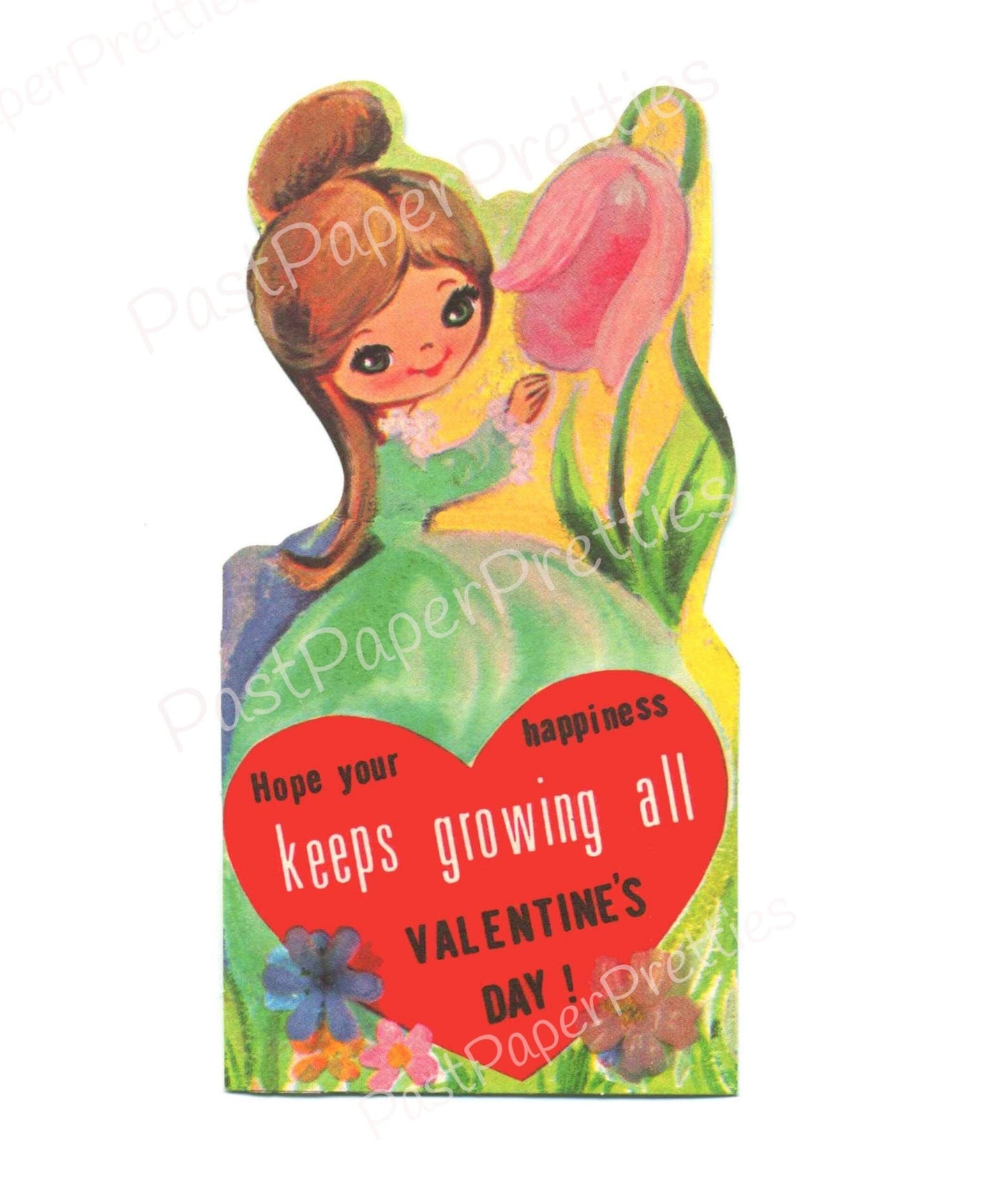 Vintage Printable Valentines Pretty Big Eyed Girls 6 Images PDF Instant Digital Download Retro Kitsch Kawaii Cute Girls Clip Art