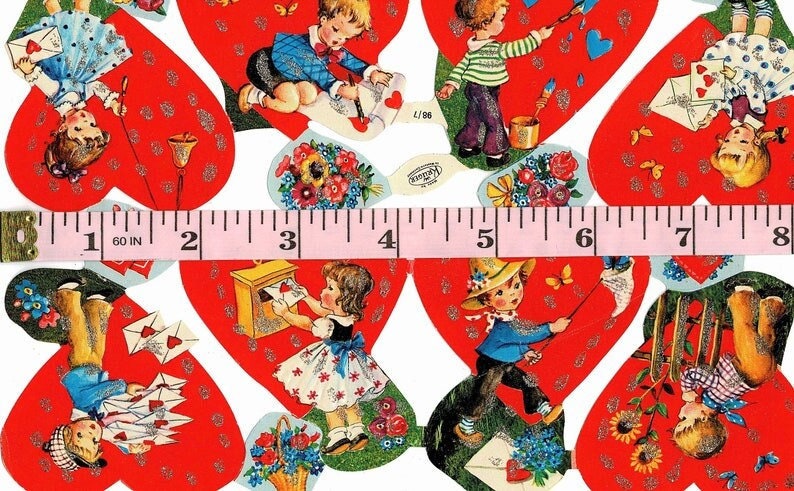 Vintage Printable Mini Valentines Cute Little Girls Boys Paper Scraps Die Cut Hearts Collage Sheet Instant Digital Download 1960s Germany