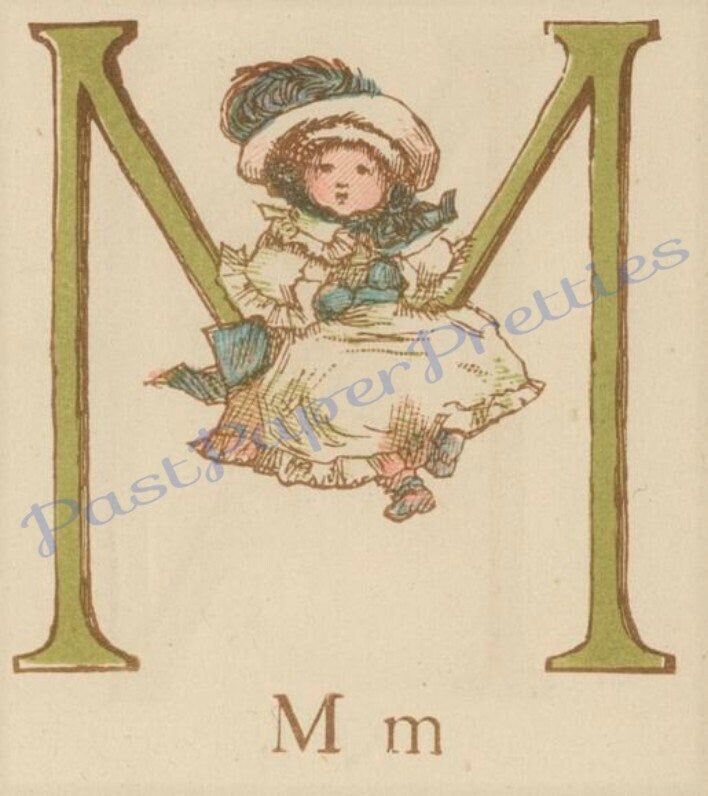 Vintage Antique Printable Victorian Children ABCs Alphabet Letters Flash Cards c. 1890 PDF Instant Digital Download