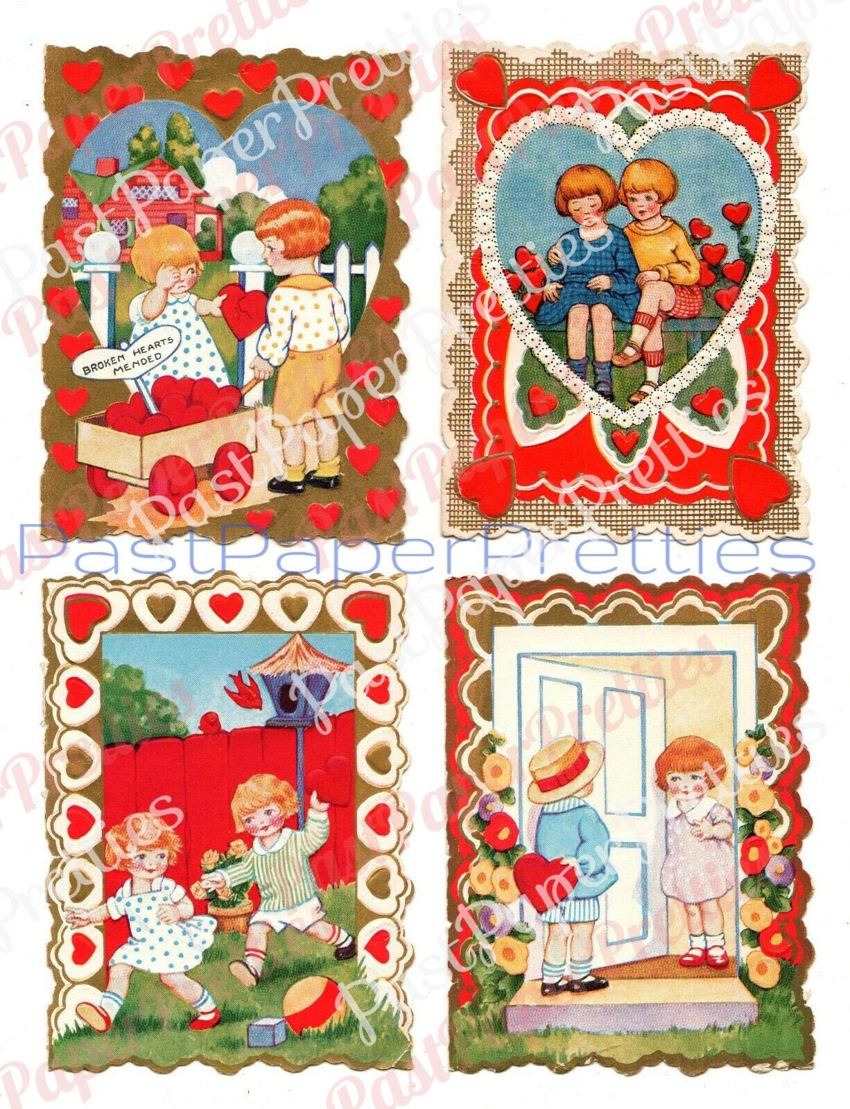 Vintage Printable Antique Whitney Valentines Day Cards Victorian 1910s Cute Darling Children Collage Sheets PDF Instant Digital Download