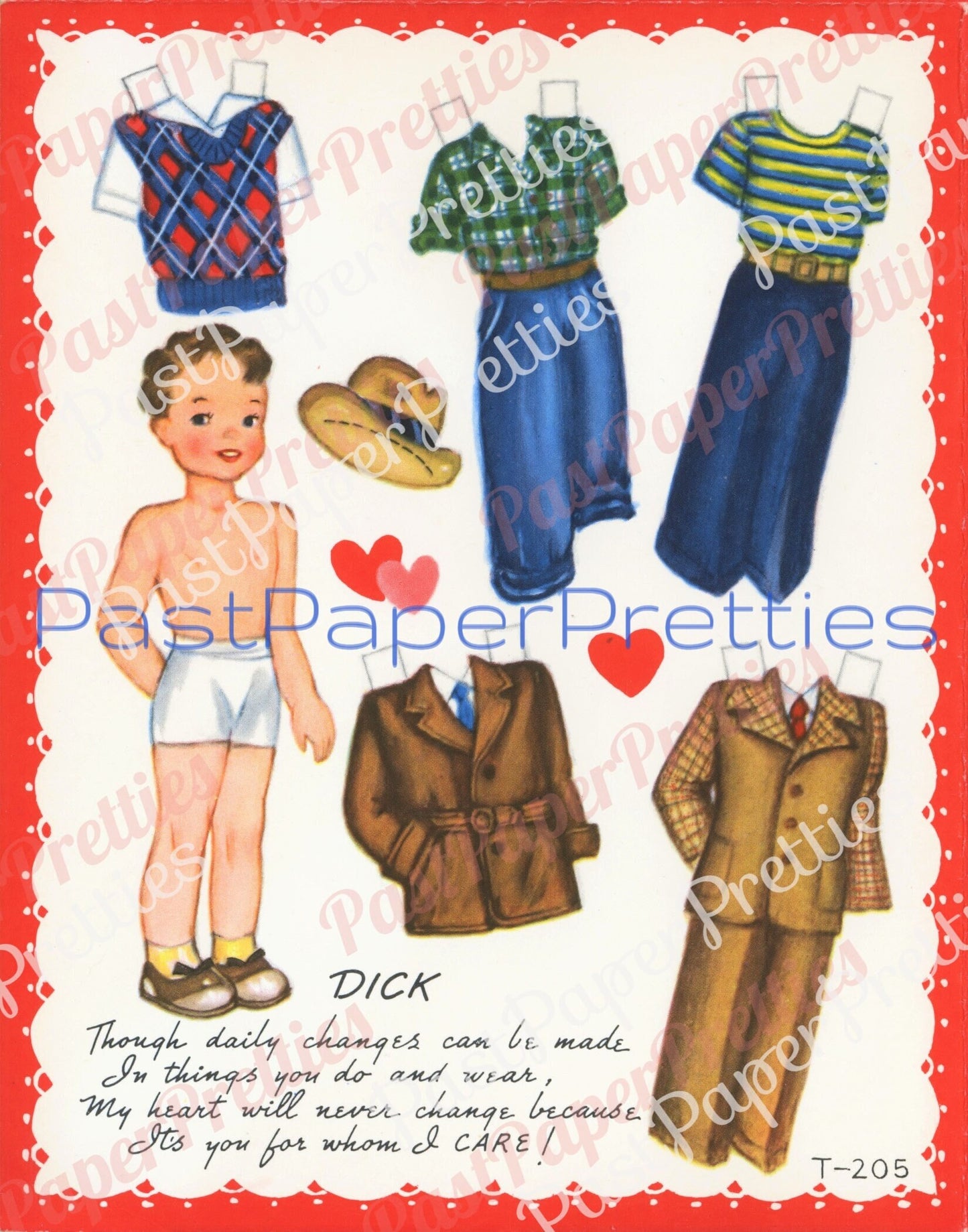 Vintage Printable Valentines Day Card Cute Cut Out Paper Dolls Book Phyllis Judy Dick Bruce 1957 PDF Instant Digital Download Girls Boys